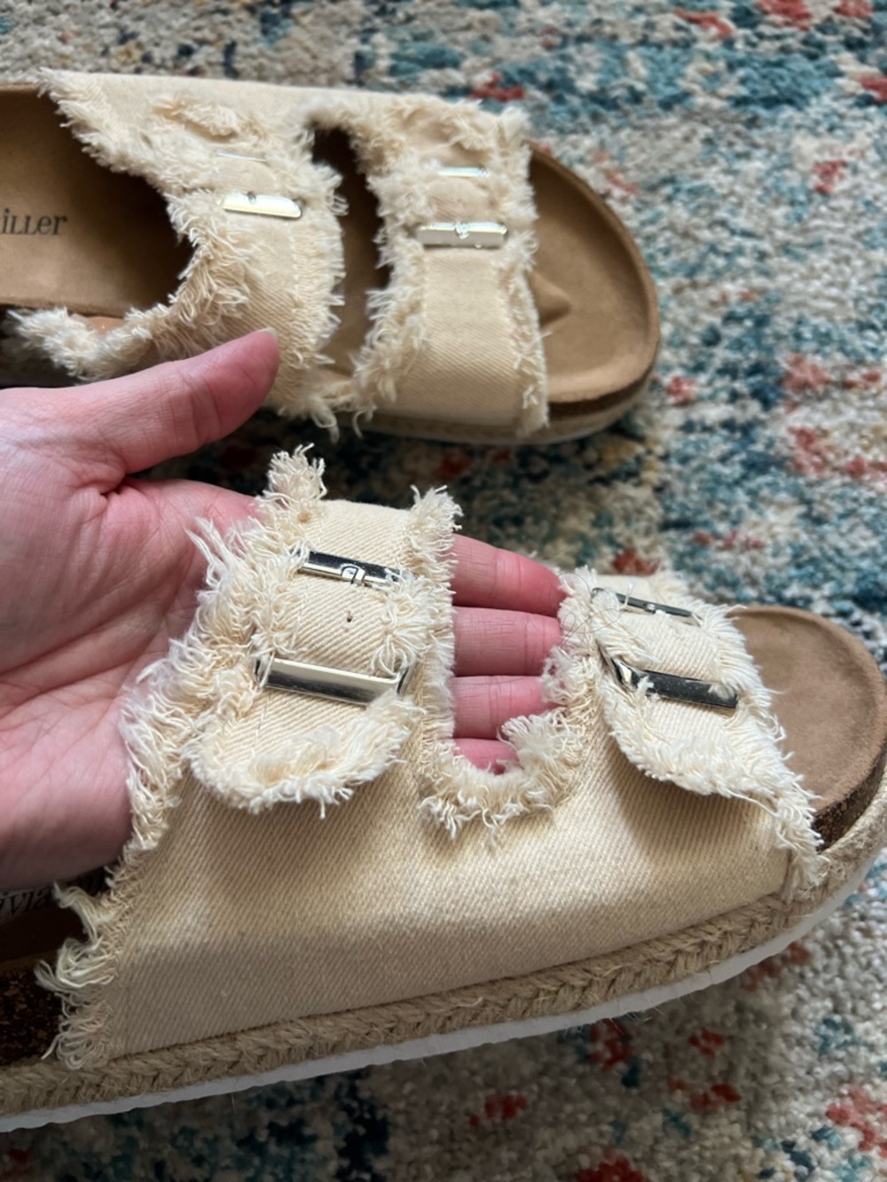 Olivia Miller Frayed Double-Buckle Slide Sandals - Women’s Size 10 - Picture 5 of 6
